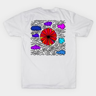 Clouds & A Vibrant Flower T-Shirt